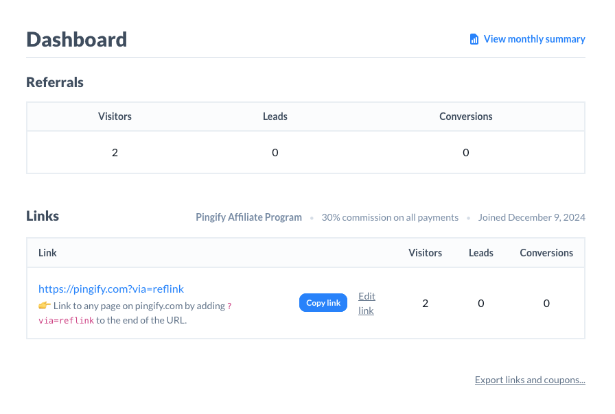 Affiliate Dashboard