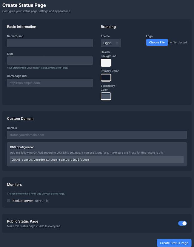 Status Page Setup